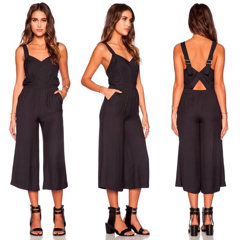 GREYLIN x Revolve Black Cece Sweetheart Cullote Jumpsuit‎ Sz XS